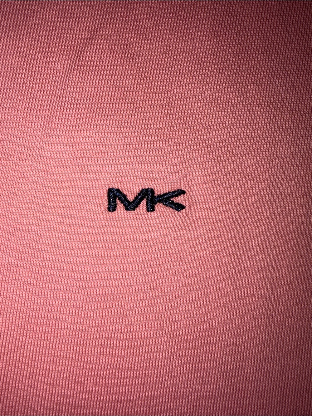 Michael Kors Men's Coral Salmon Short Sleeve Crewneck Tee with Contrast Trim - Picture 3 of 4